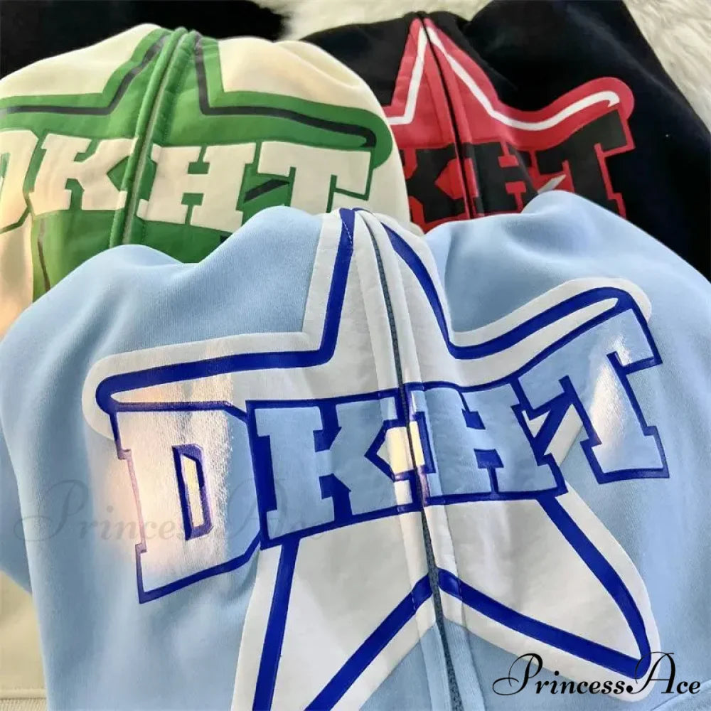 Stellar Print Vintage Zipper Hoodie