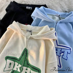 Stellar Print Vintage Zipper Hoodie