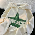 Stellar Print Vintage Zipper Hoodie