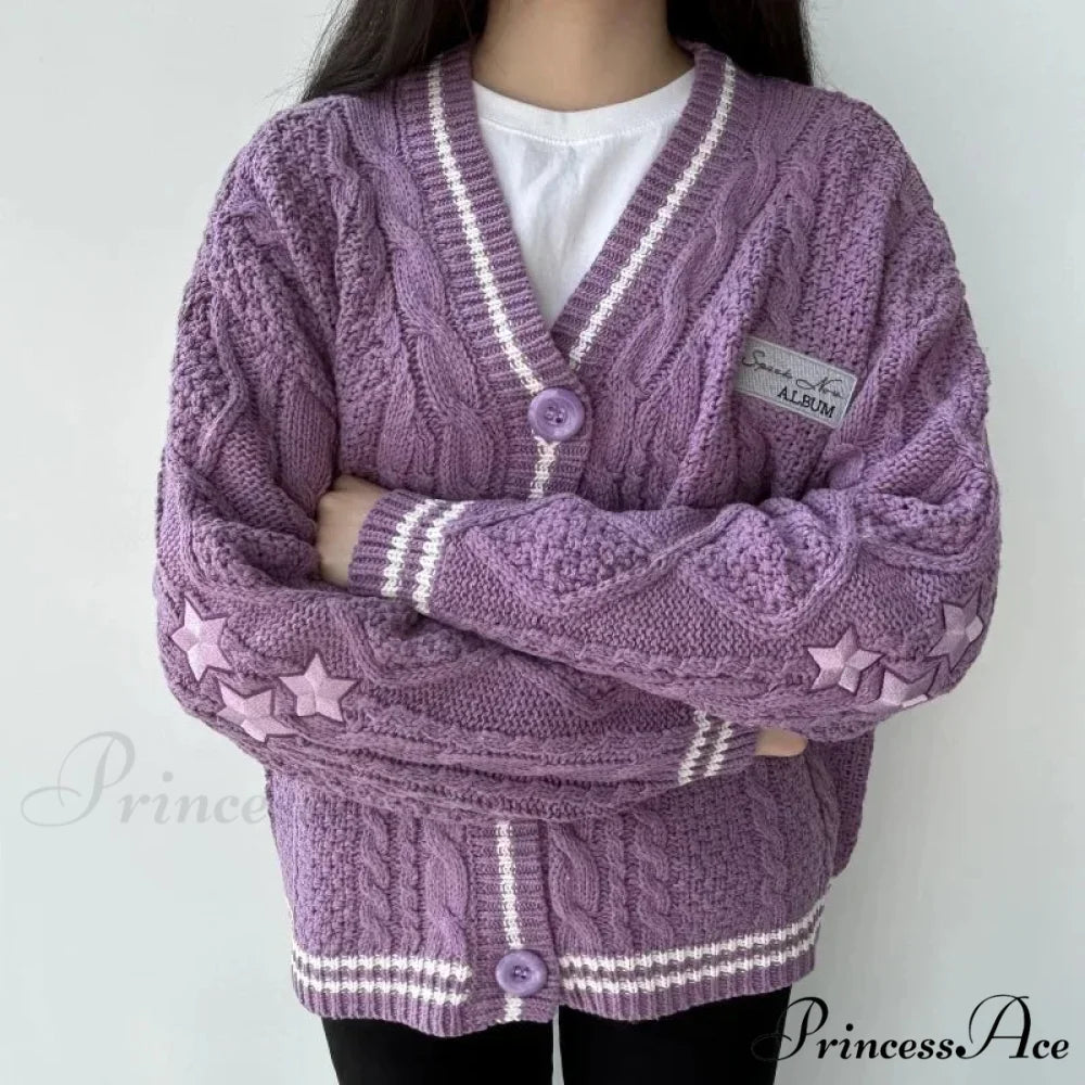 Stellar Stitched V-neck Cardigan