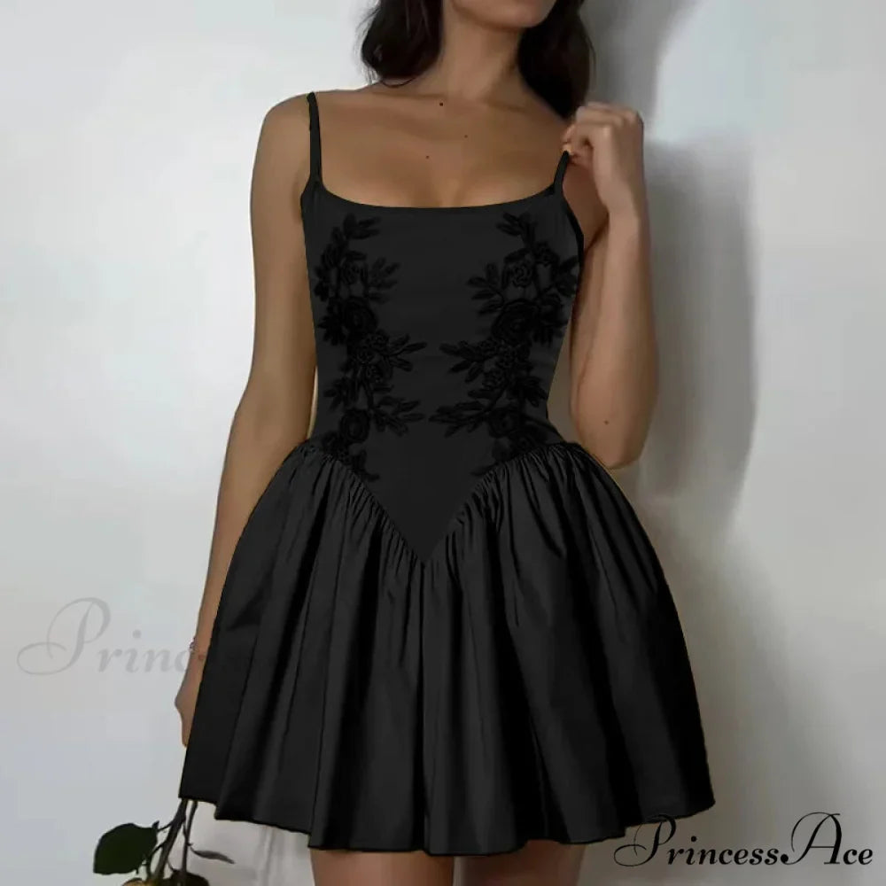 Stitched Blossom Elevated Waist Billowy Botanical Dress