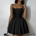 Stitched Blossom Elevated Waist Billowy Botanical Dress