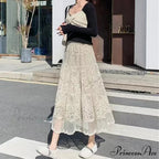 Stitched Blossom Lace Elevated Waist Bohemian Skirt