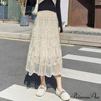 Stitched Blossom Lace Elevated Waist Bohemian Skirt