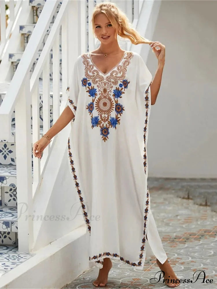 Stitched Kaftan Seaside Holiday Flowered Attire