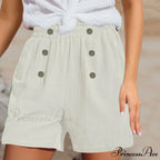 Straight Leg Casual Elastic Waist Sports Cotton Short