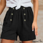 Straight Leg Casual Elastic Waist Sports Cotton Short