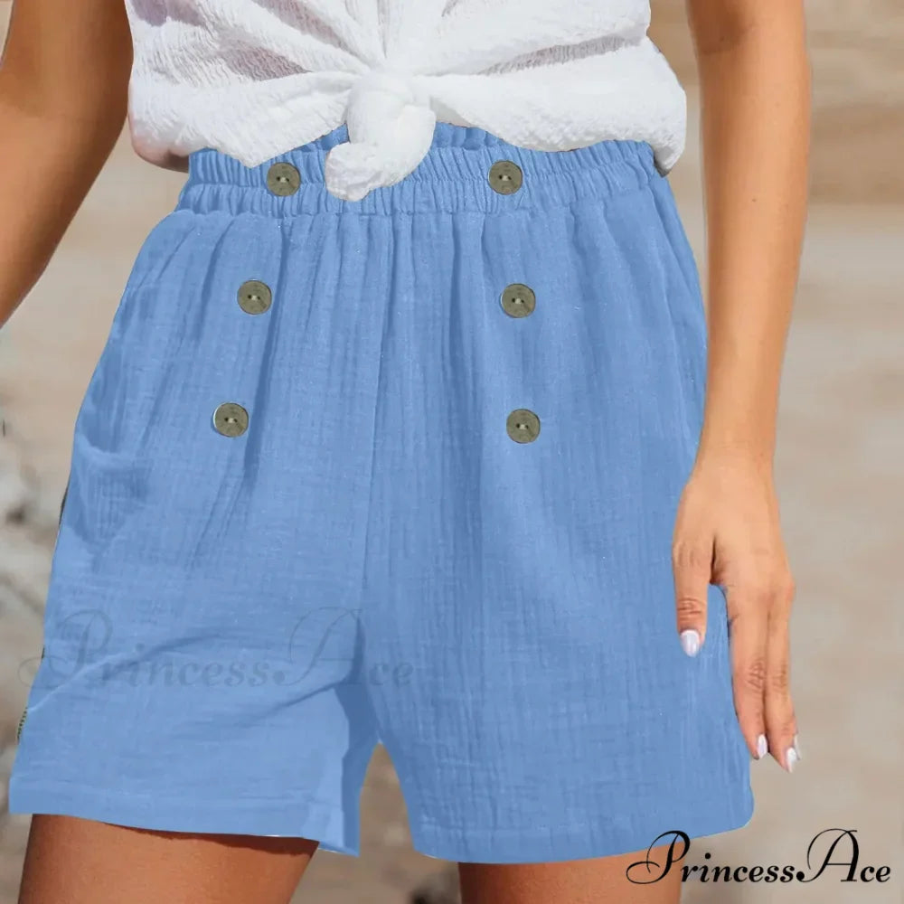Straight Leg Casual Elastic Waist Sports Cotton Short