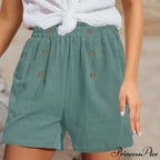 Straight Leg Casual Elastic Waist Sports Cotton Short