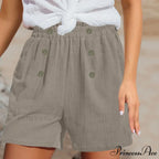 Straight Leg Casual Elastic Waist Sports Cotton Short
