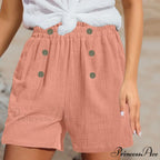 Straight Leg Casual Elastic Waist Sports Cotton Short