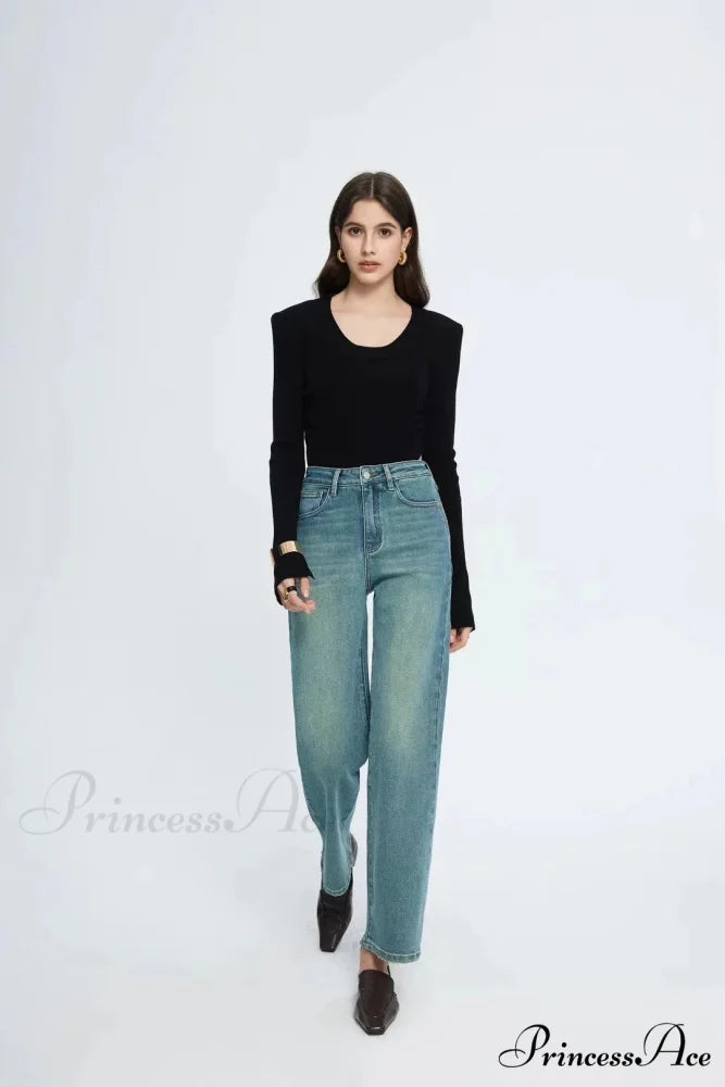 Straight Leg Denim Pant New Korean Straight Woman Female Spring 2024 Jean