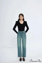 Straight Leg Denim Pant New Korean Straight Woman Female Spring 2024 Jean