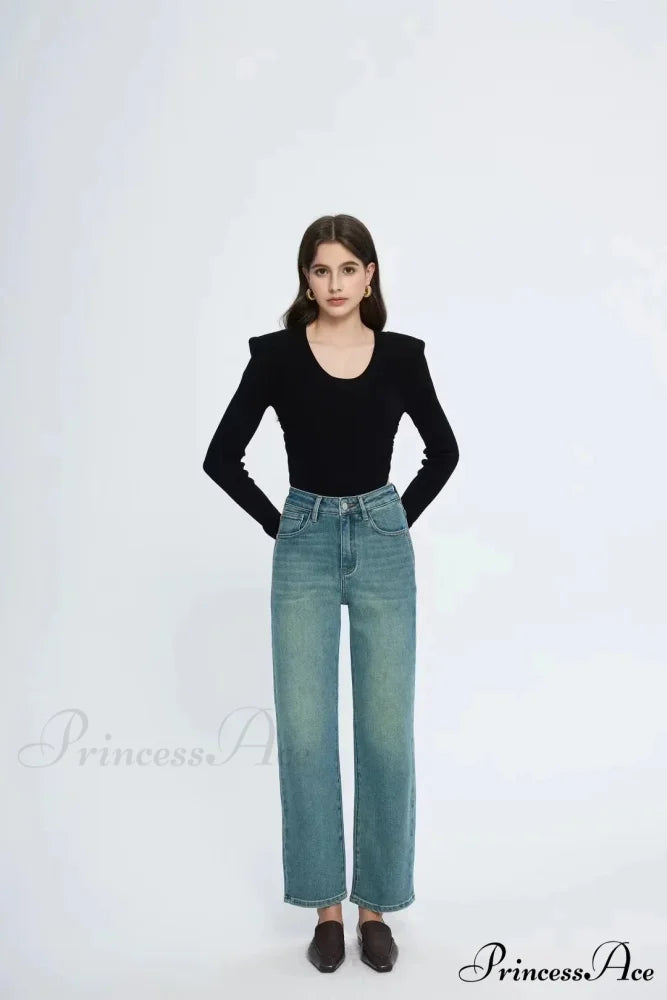 Straight Leg Denim Pant New Korean Straight Woman Female Spring 2024 Jean