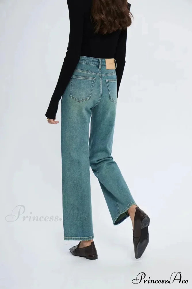 Straight Leg Denim Pant New Korean Straight Woman Female Spring 2024 Jean