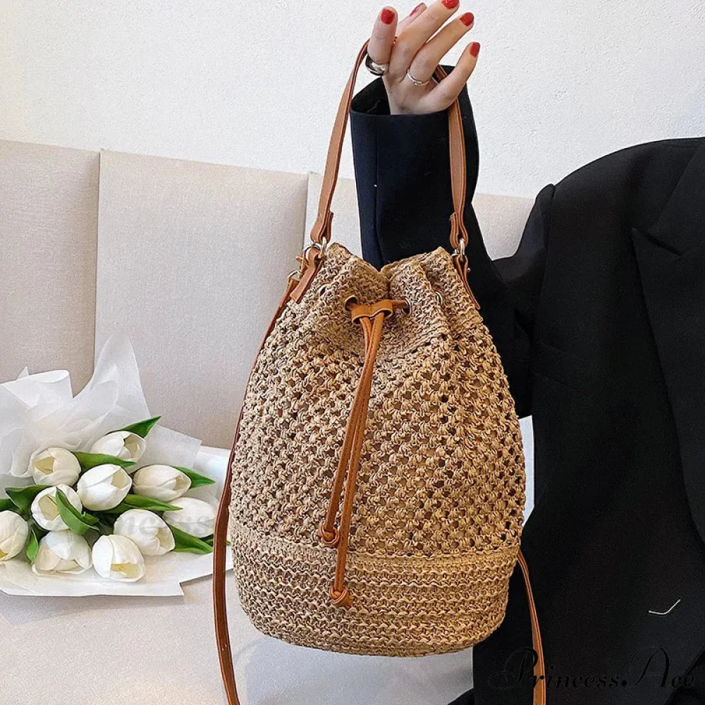 Stranded Straw Seaside Crossbody Travel Handbag