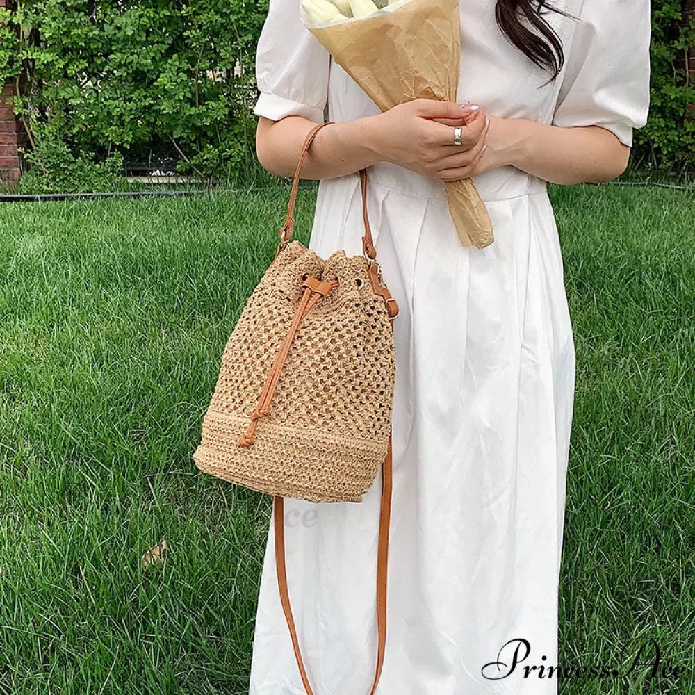 Stranded Straw Seaside Crossbody Travel Handbag