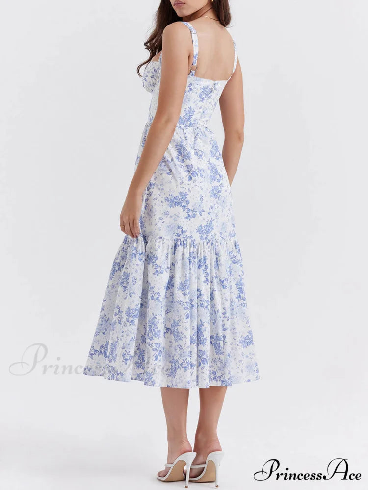 Strap A-Hem Stylish Floral Midi Dress