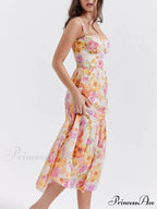 Strap A-Hem Stylish Floral Midi Dress