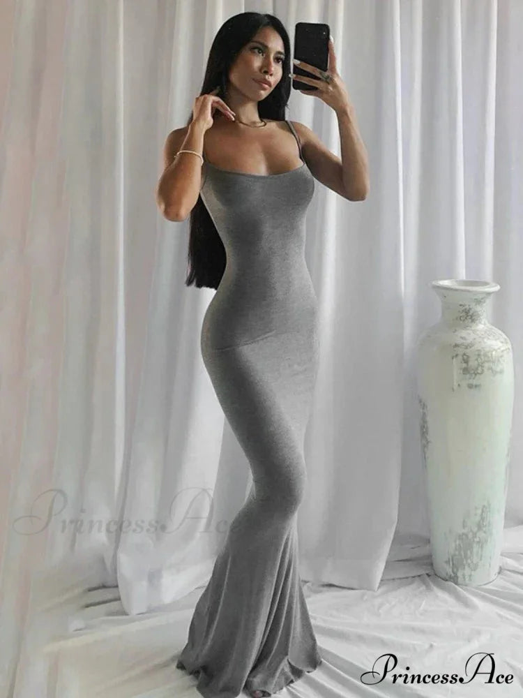 Strap Backless Long Casual Maxi Dress