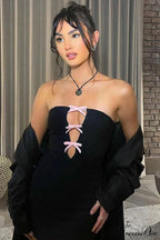 Strapless Dress with Bow-Tie Cut-Out