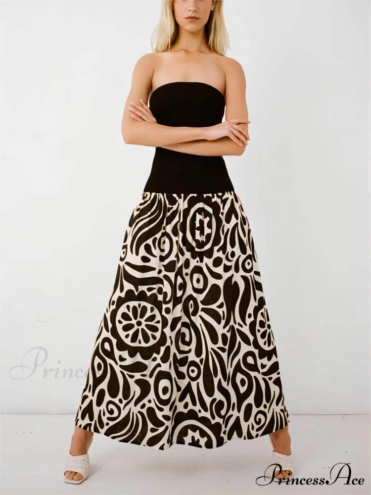 Strapless Floral Stylish Print Midi Dress