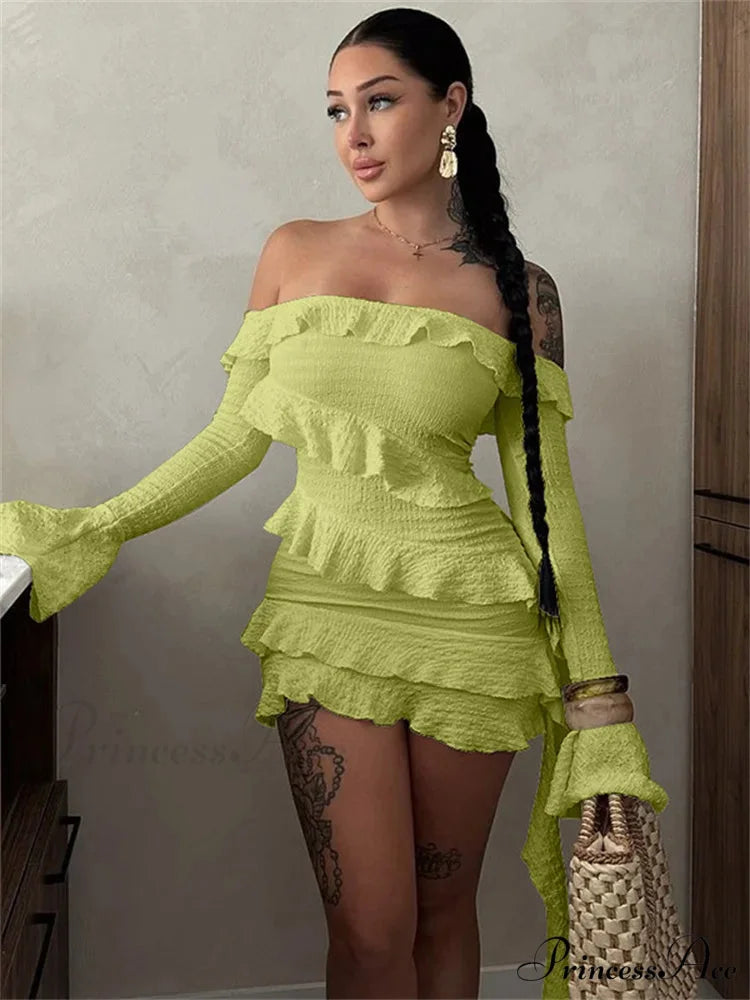 Strapless Fringe Wrap Mini Dress