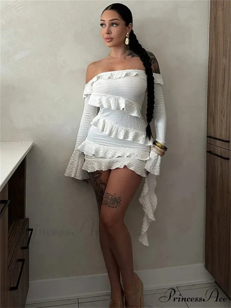 Strapless Fringe Wrap Mini Dress