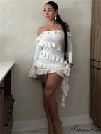 Strapless Fringe Wrap Mini Dress