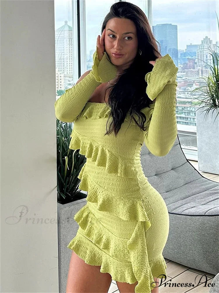 Strapless Fringe Wrap Mini Dress