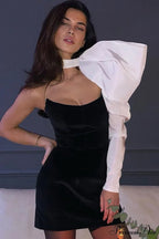 Strapless Mini Dress with Bow-Tie Sleeve