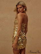 Strapless Mini Sequin Party Dress