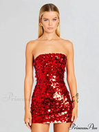 Strapless Mini Sequin Party Dress