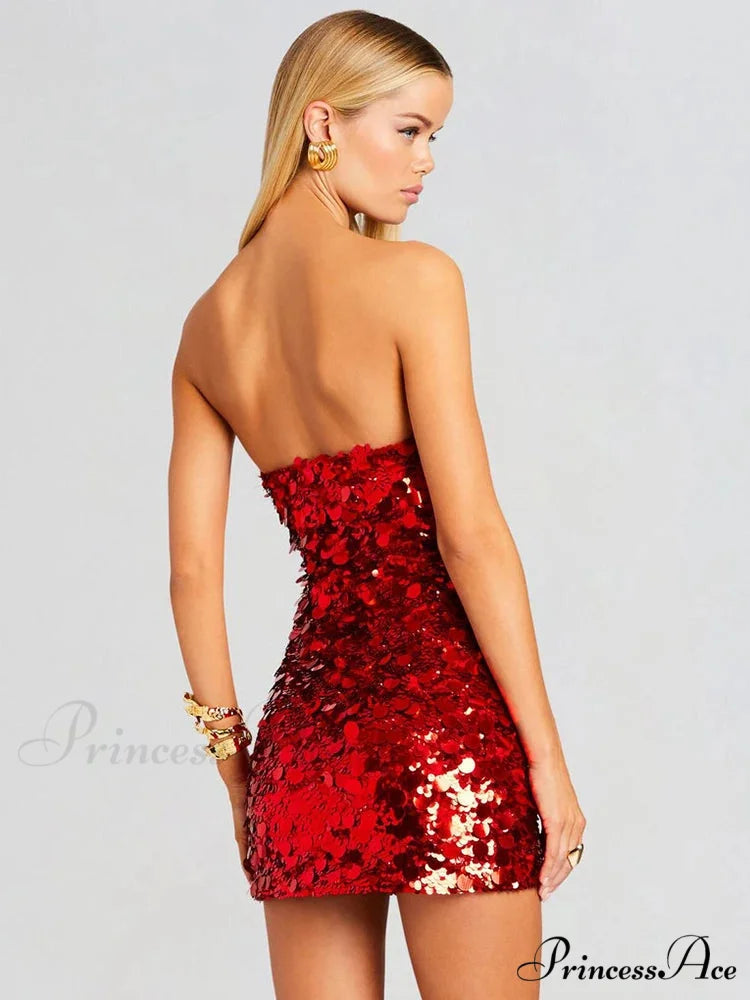 Strapless Mini Sequin Party Dress