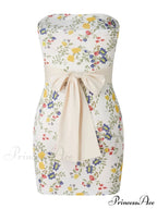 Strapless Off Shoulder Tube Sexy Floral Print Slim Mini Dress