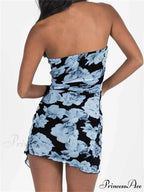Strapless Off Shoulder Tube Summer Sexy Ruched Irregular Mini Dress