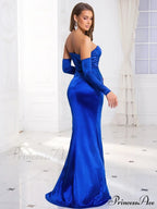 Strapless Padded Satin Party Dress