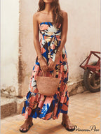 Strapless Printed Stylish Maxi Dress