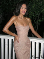 Strapless Ruffled Backless Party Dress