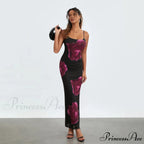 Strapless Spaghetti Strap Flower Split Back Hem Dress