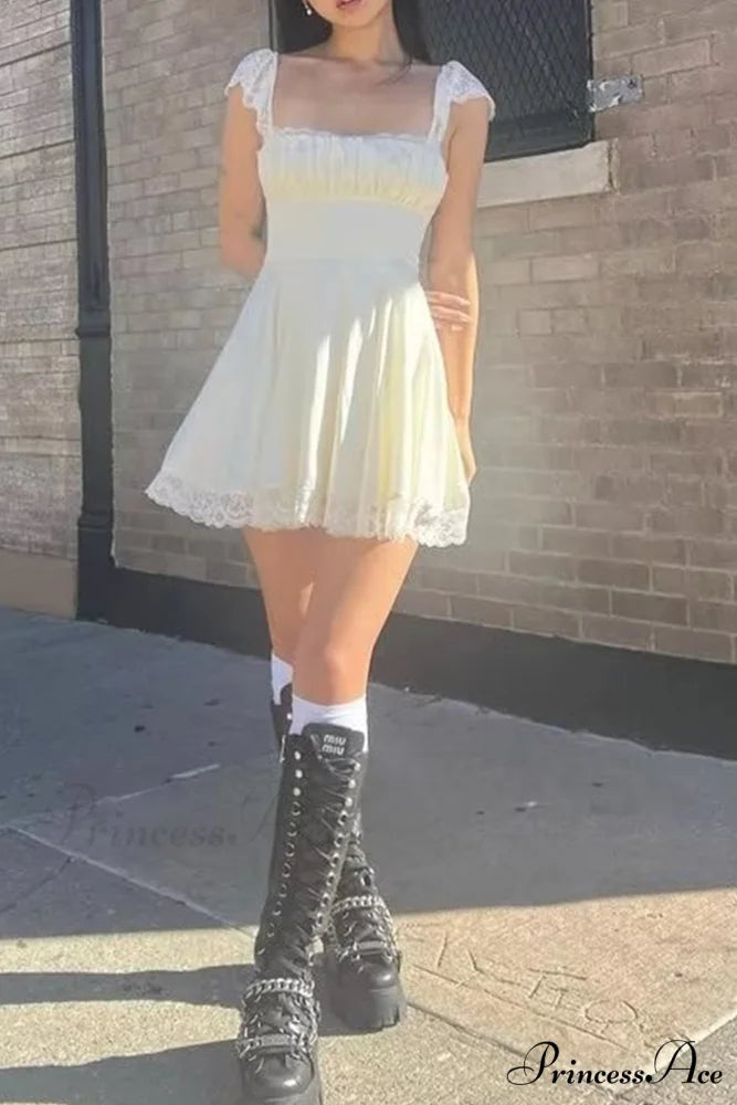 Strappy Lace Patchwork Corset Dress