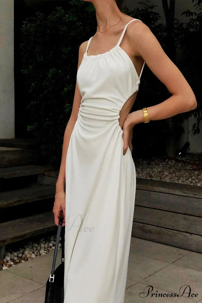 Strappy White Dress with Cut-out Back