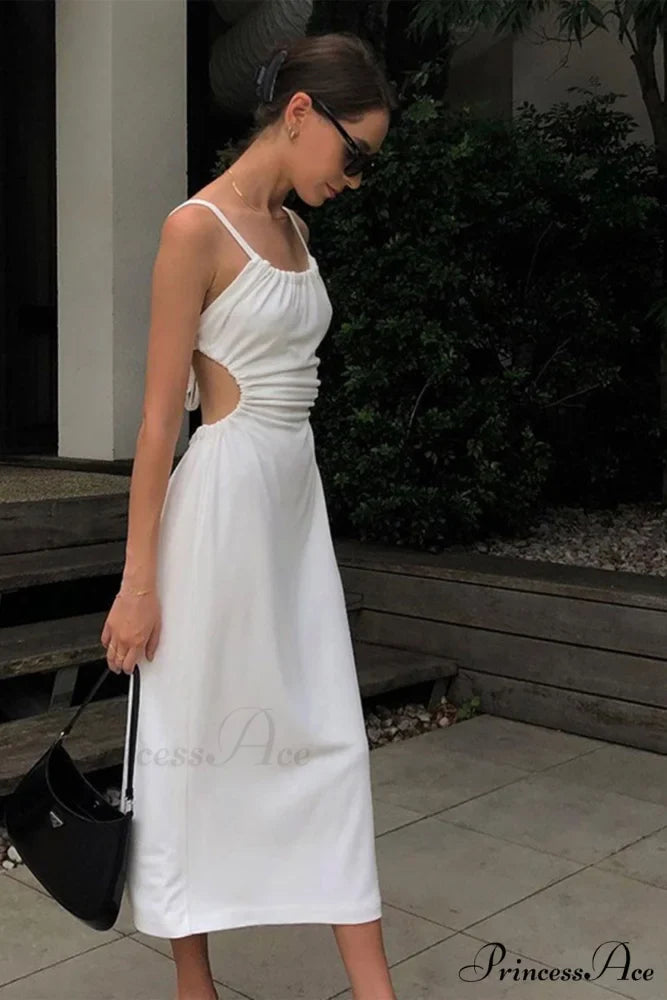 Strappy White Dress with Cut-out Back