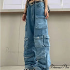 Streetwear Loose Oversized Straight-Leg Multi-Pocket Washed Cargo New Heavy Industry Y2K Vintage Jean