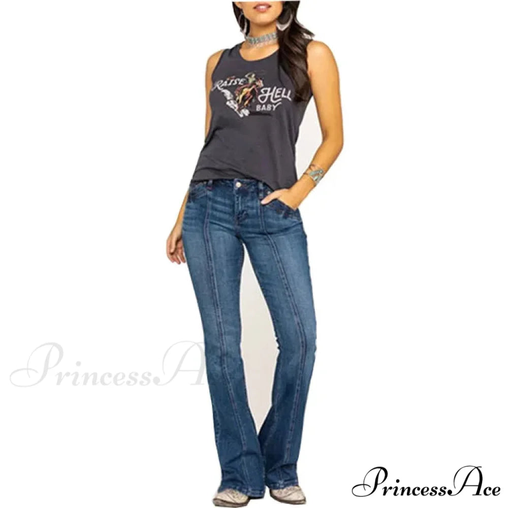 Stretch Casual Flare Women's High Waisted Butt-lifting 2024 Spring Summer for Woman Streetwear Raw Edge Flared Denim Jean