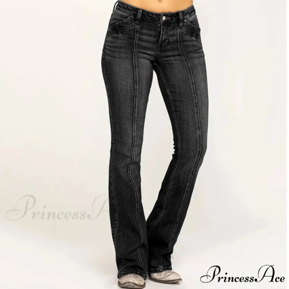 Stretch Casual Flare Women's High Waisted Butt-lifting 2024 Spring Summer for Woman Streetwear Raw Edge Flared Denim Jean