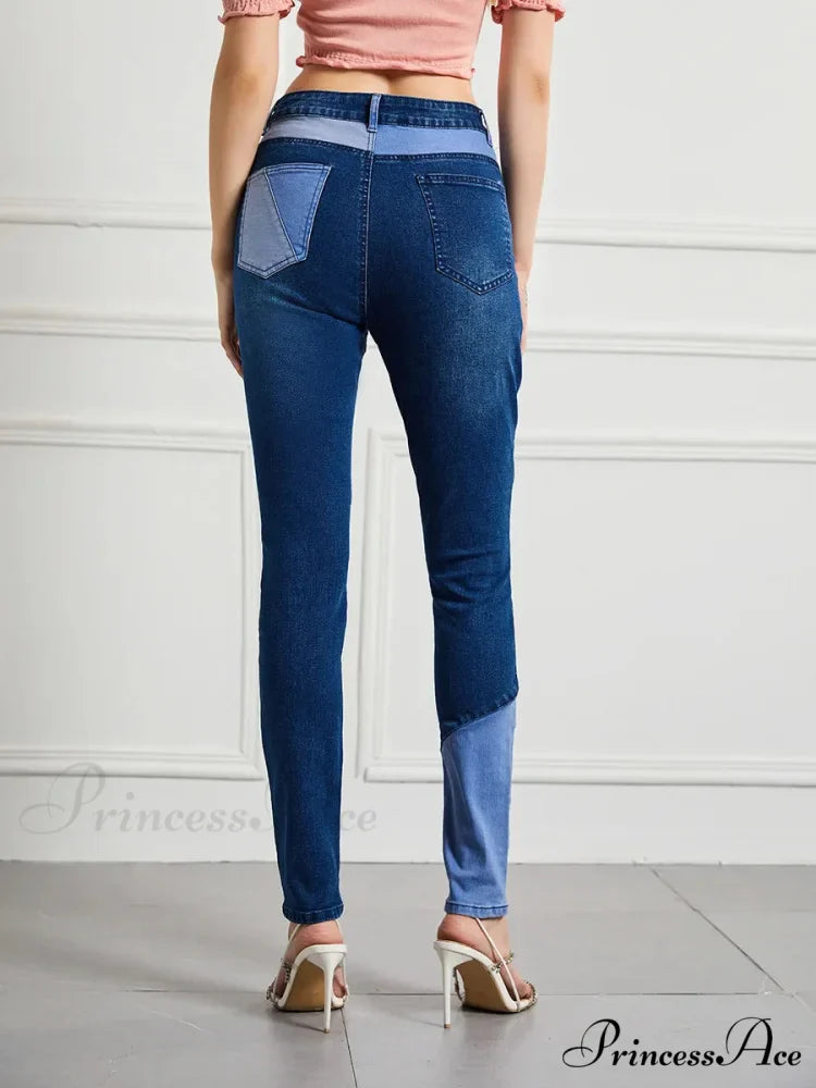 Stretch Patchwork Slim Fashion Vintage Streetwear Denim Jean