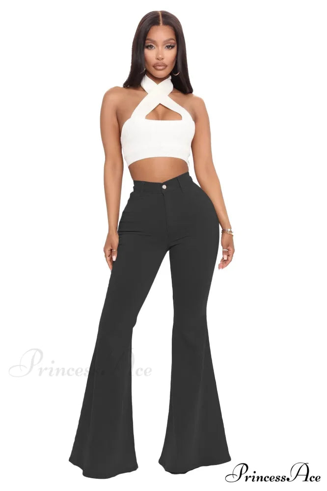 Stretch Slim Flare for Women Pink Bell Bottom 2024 High Waist Skinny Boot-cut Denim Woman Jean