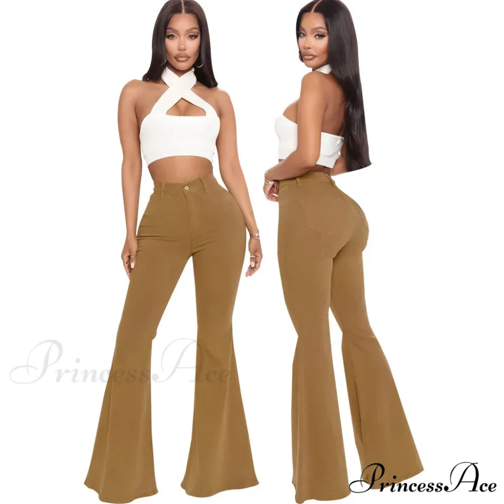 Stretch Slim Flare for Women Pink Bell Bottom 2024 High Waist Skinny Boot-cut Denim Woman Jean