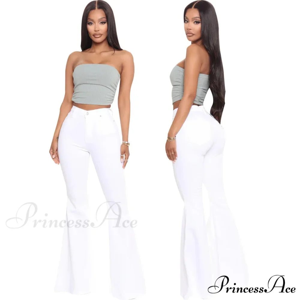 Stretch Slim Flare for Women Pink Bell Bottom 2024 High Waist Skinny Boot-cut Denim Woman Jean